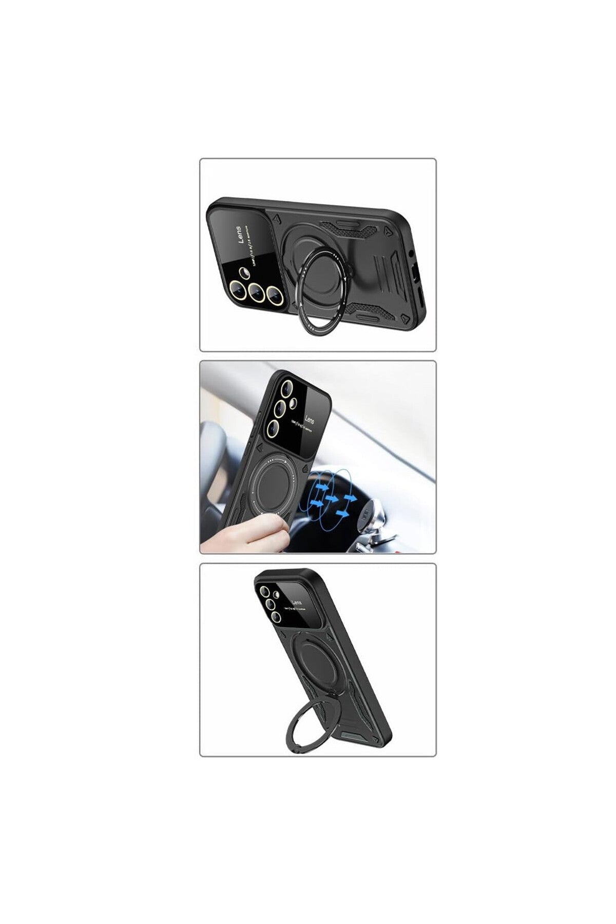 Samsung Galaxy S24 FE Uyumlu Kılıf Joy Lens Standlı Kapak - Mor