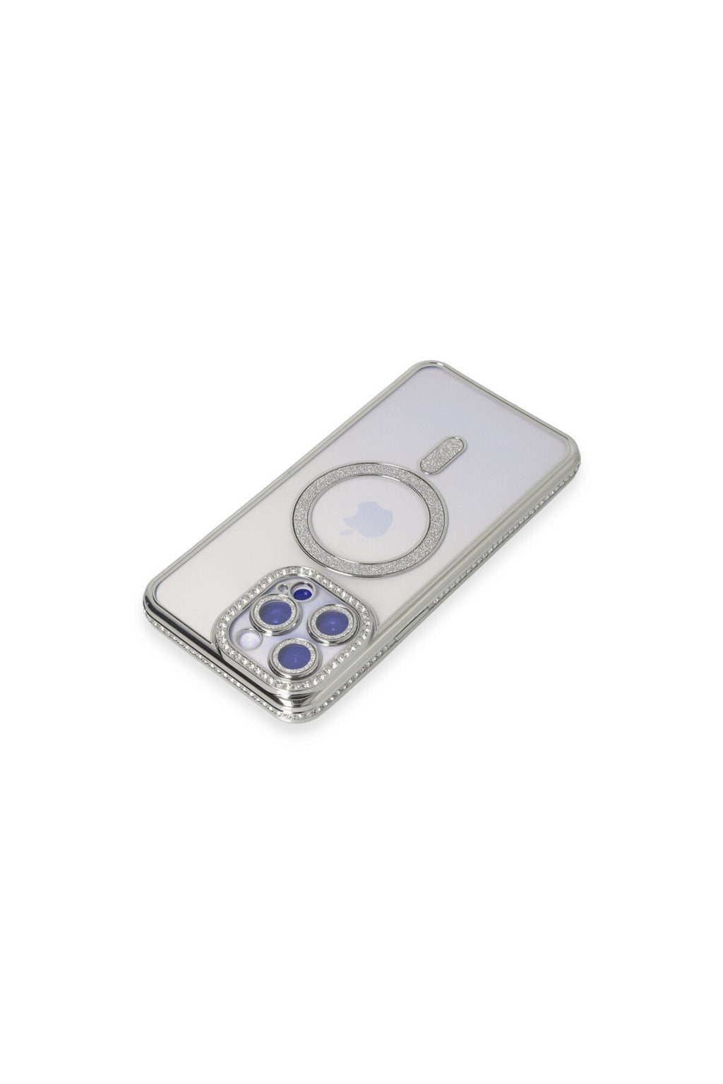 Apple iPhone 15 Pro Uyumlu Kılıf Joke Simli Magneticsafe Kılıf - Gümüş