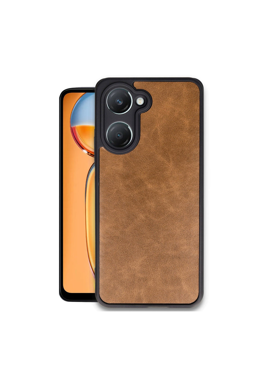 Vivo Y18 Uyumlu Kılıf Aras Deri Kapak - Taba