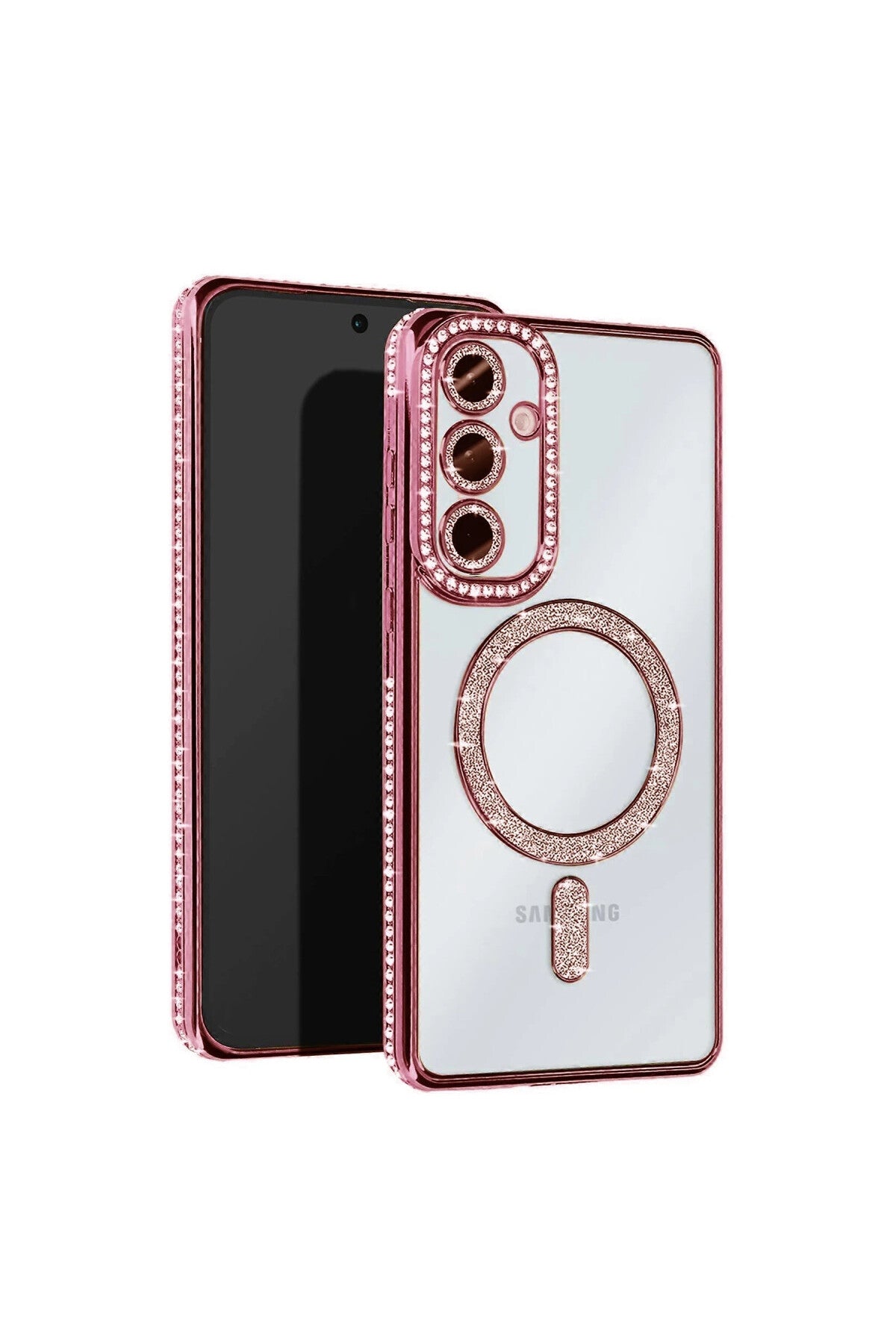 Samsung Galaxy A56 Uyumlu Joke Simli Magneticsafe Kılıf - Pembe