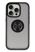 Apple iPhone 16 Pro Uyumlu Kılıf Montreal Yüzüklü Silikon Kapak - Siyah