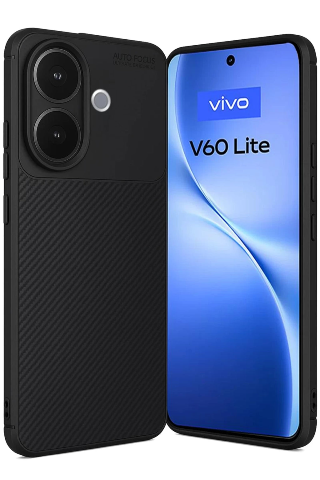 Vivo V60 Lite Uyumlu Auto Focus Karbon Kapak - Siyah