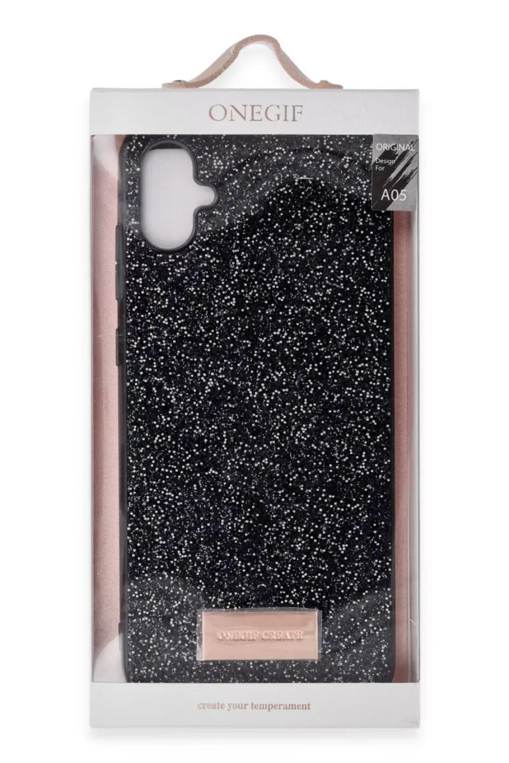 Onegif Samsung Galaxy A05 Uyumlu Bright Simli Kapak - Gold