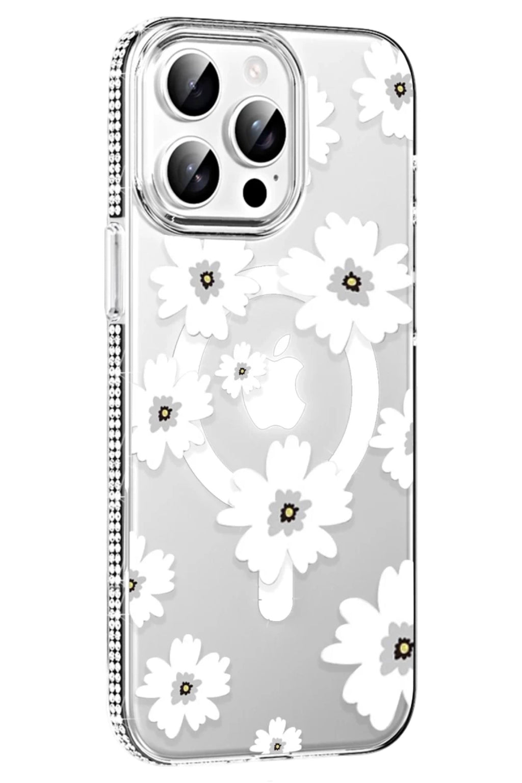 Joko Apple iPhone 15 Pro Max Uyumlu Floral Magsafe Kapak - Beyaz