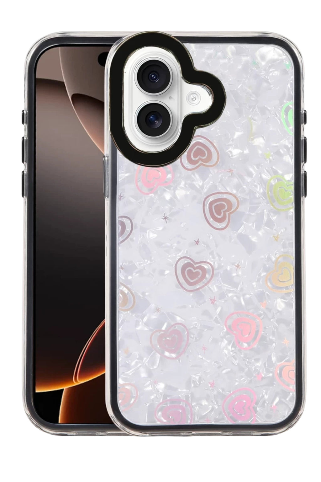 Apple iPhone 16 Uyumlu Lumi Desenli Kapak - Siyah