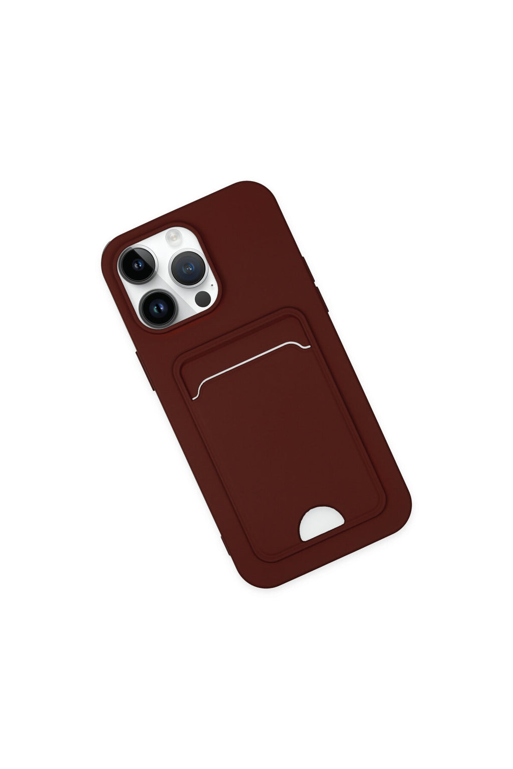 Apple iPhone 14 Pro Uyumlu Kılıf Kelvin Kartvizitli Silikon - Bordo