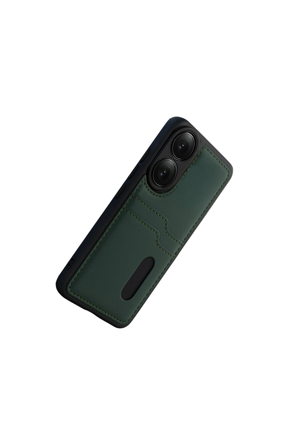 Oppo A38 Uyumlu Sara Kartvizitli Deri Kılıf - Yeşil
