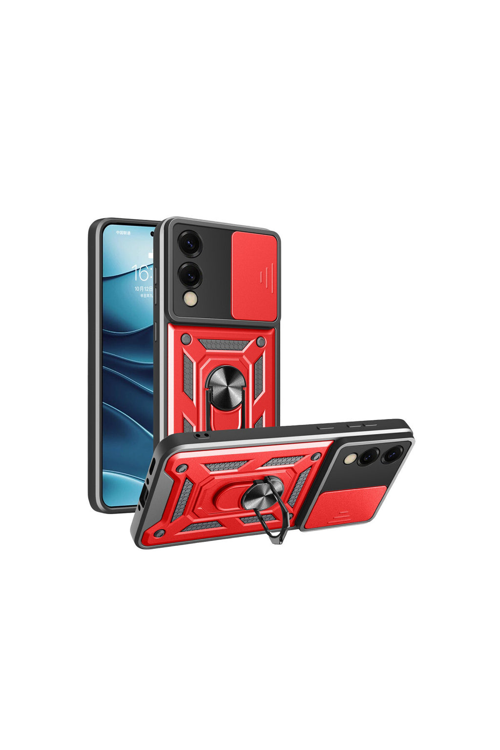 Samsung Galaxy S25 Uyumlu Edge Pars Lens Yüzüklü Silikon - Kırmızı