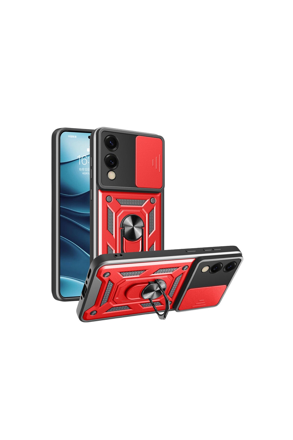 Samsung Galaxy S25 Uyumlu Edge Pars Lens Yüzüklü Silikon - Kırmızı