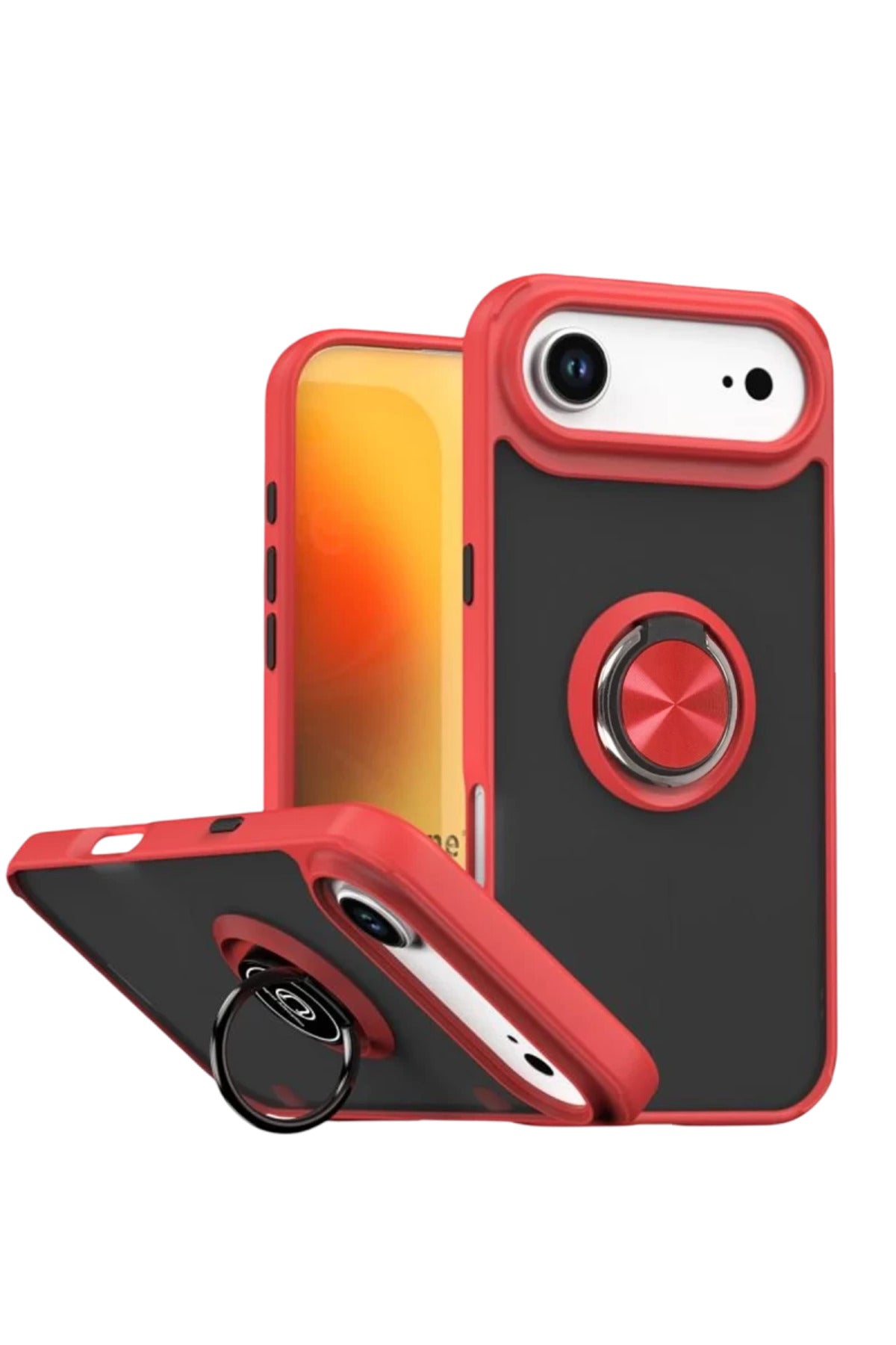 Apple iPhone 17 Air Uyumlu Montreal Yüzüklü Silikon Kapak - Kırmızı