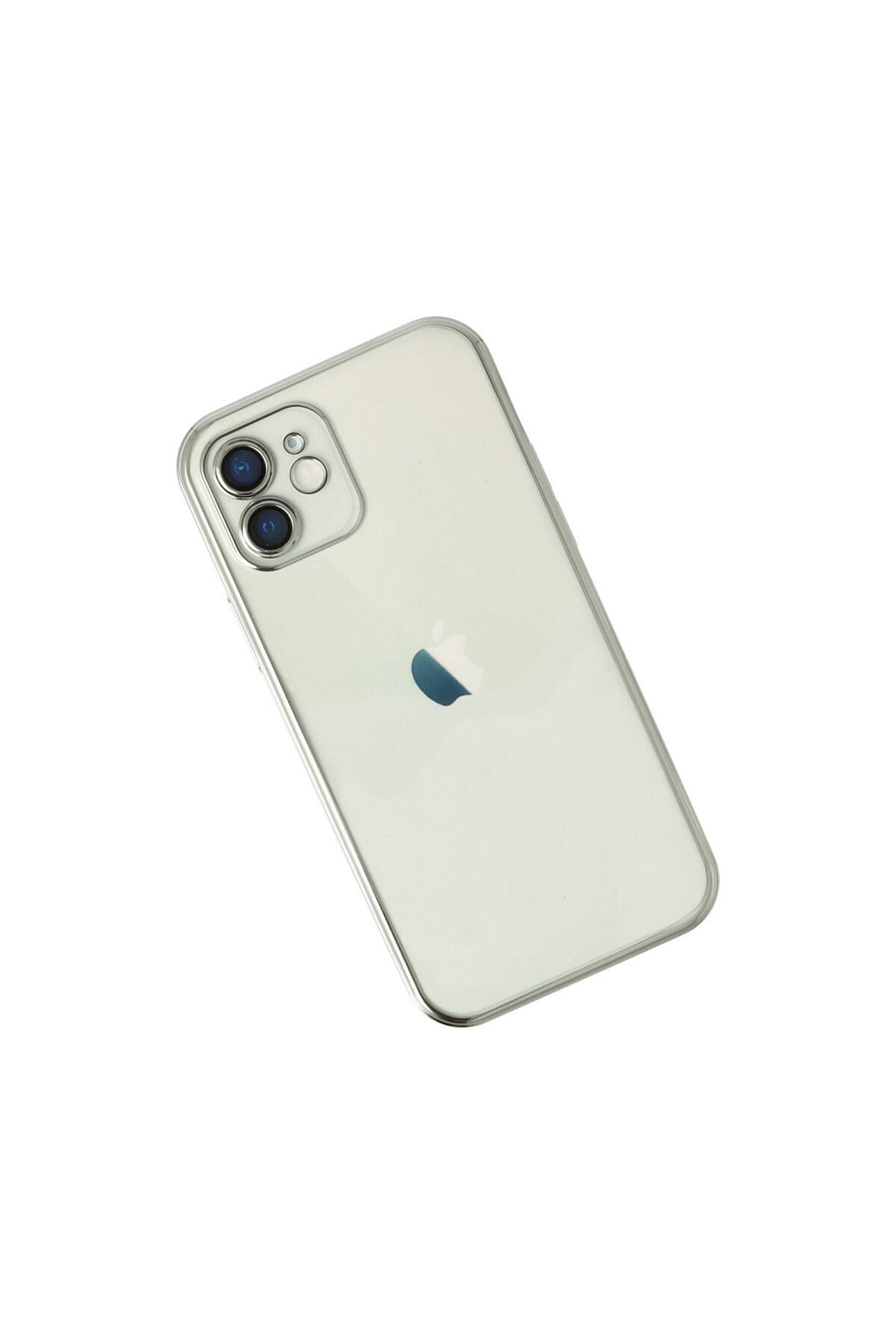 Apple iPhone 12 Uyumlu Kılıf Lensli Silikon - Gümüş
