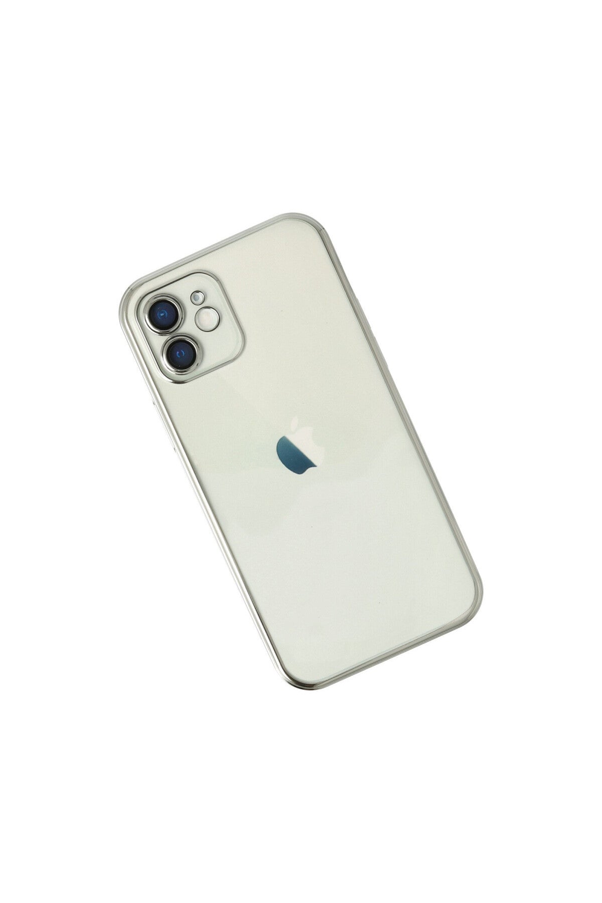 Apple iPhone 12 Uyumlu Kılıf Lensli Silikon - Gümüş