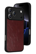 Apple iPhone 17 Pro Uyumlu Aras Deri Kapak - Bordo