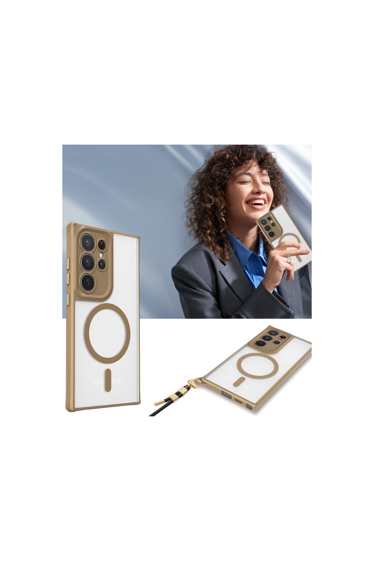 Samsung Galaxy S23 Ultra Uyumlu Kılıf Enka Magsafe Silikon Kılıf - Titan Gri