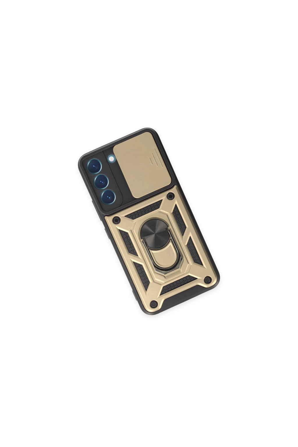 Samsung Galaxy S23 Uyumlu Kılıf Pars Lens Yüzüklü Silikon - Gold
