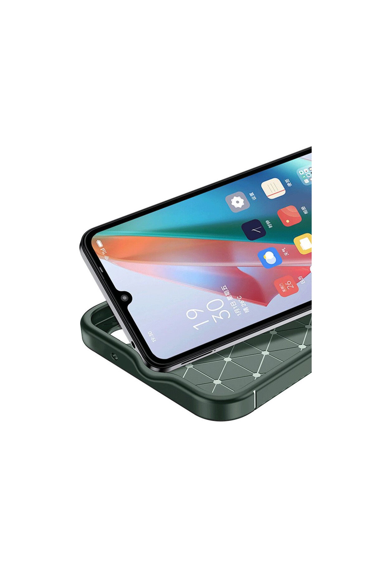 Oppo A38 Uyumlu Kılıf Auto Focus Karbon Kapak - Koyu Yeşil