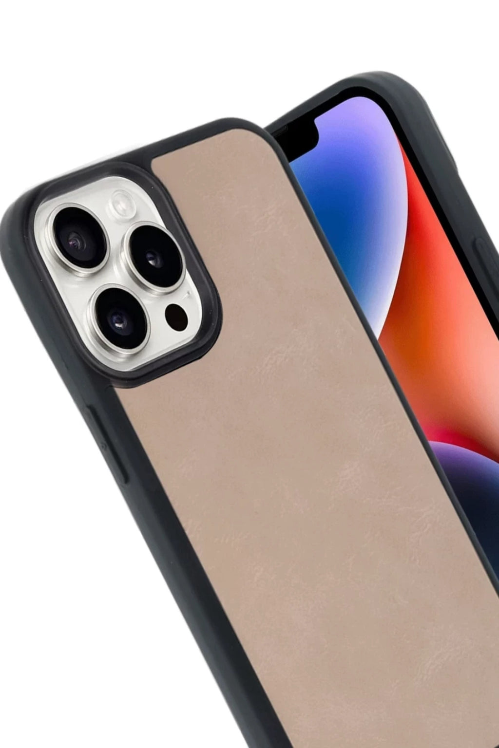 Apple iPhone 14 Pro Max Uyumlu Kılıf Aras Deri Kapak - Pudra