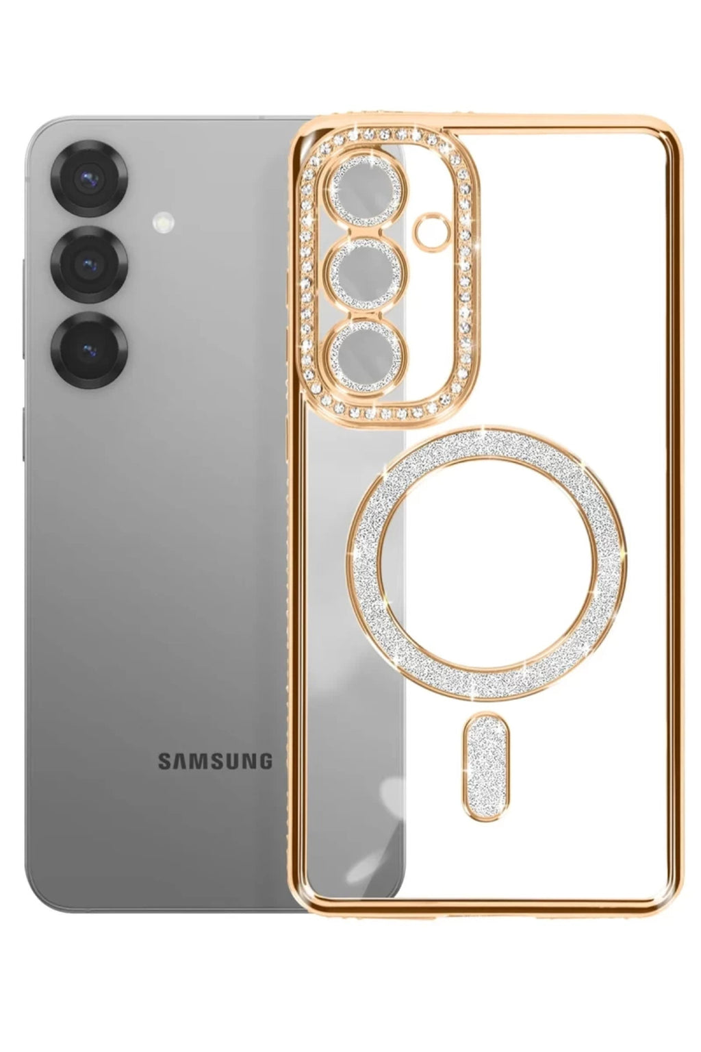 Samsung Galaxy S26 Plus Uyumlu Joke Simli Magneticsafe Kılıf - Gold
