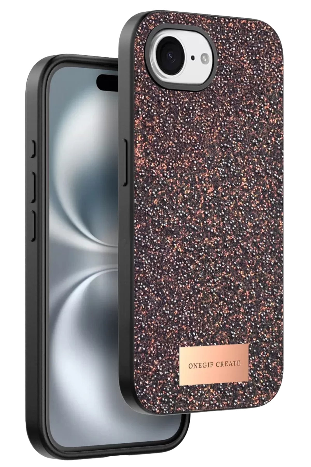 Onegif Apple iPhone 16E Uyumlu Bright Simli Kapak - Derin Mor