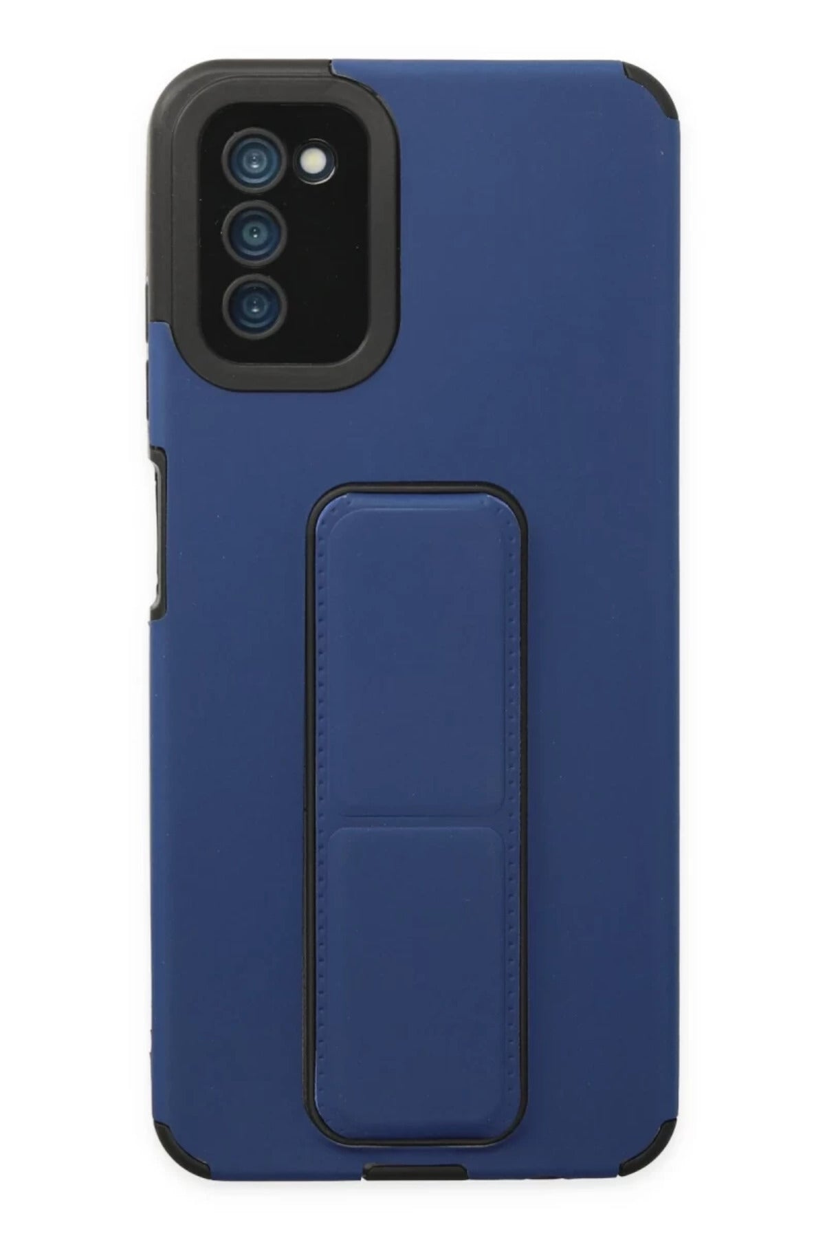 Samsung Galaxy A03S Uyumlu Kılıf Mega Standlı Silikon - Mavi