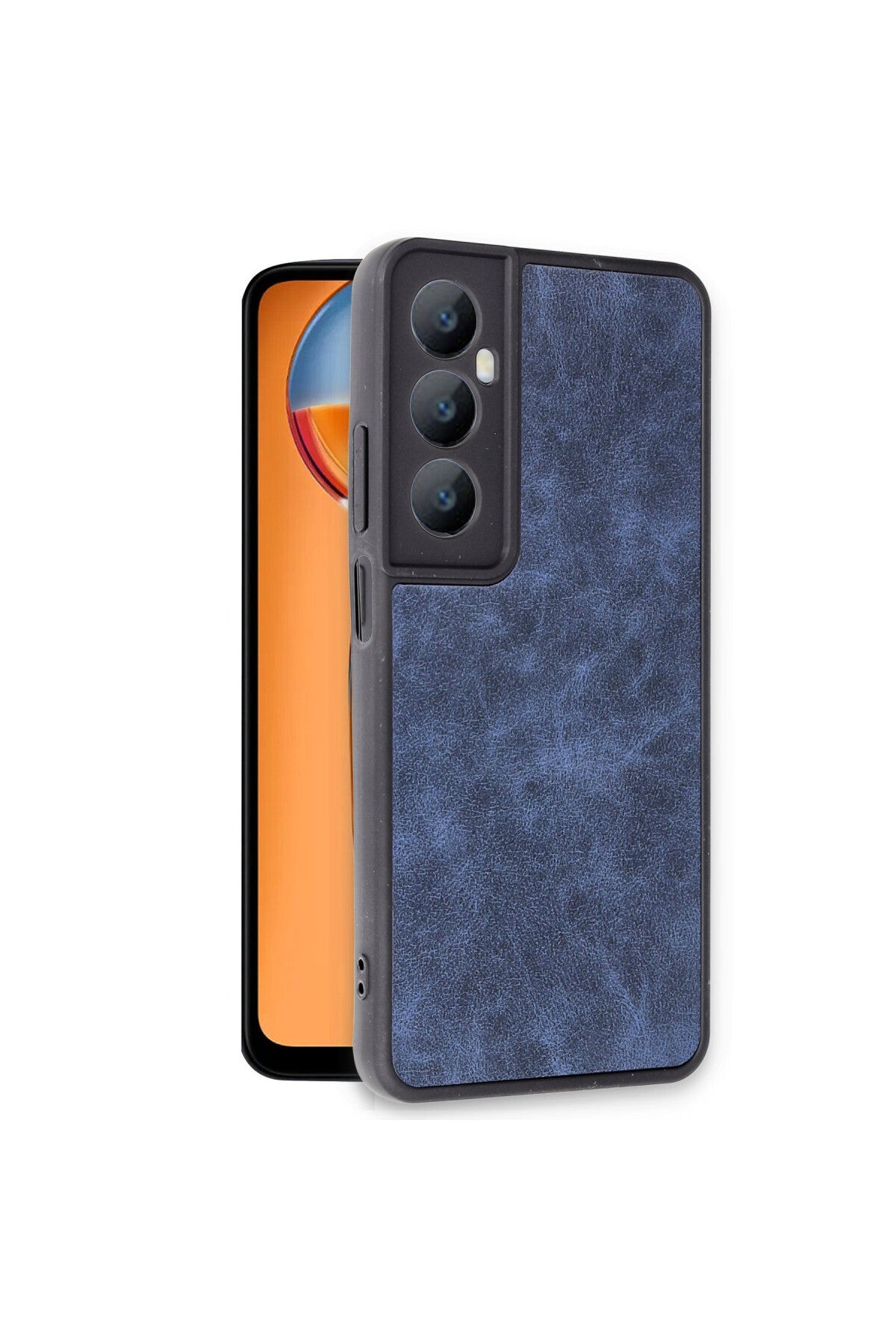 Realme C65 Uyumlu Kılıf Aras Deri Kapak - Lacivert