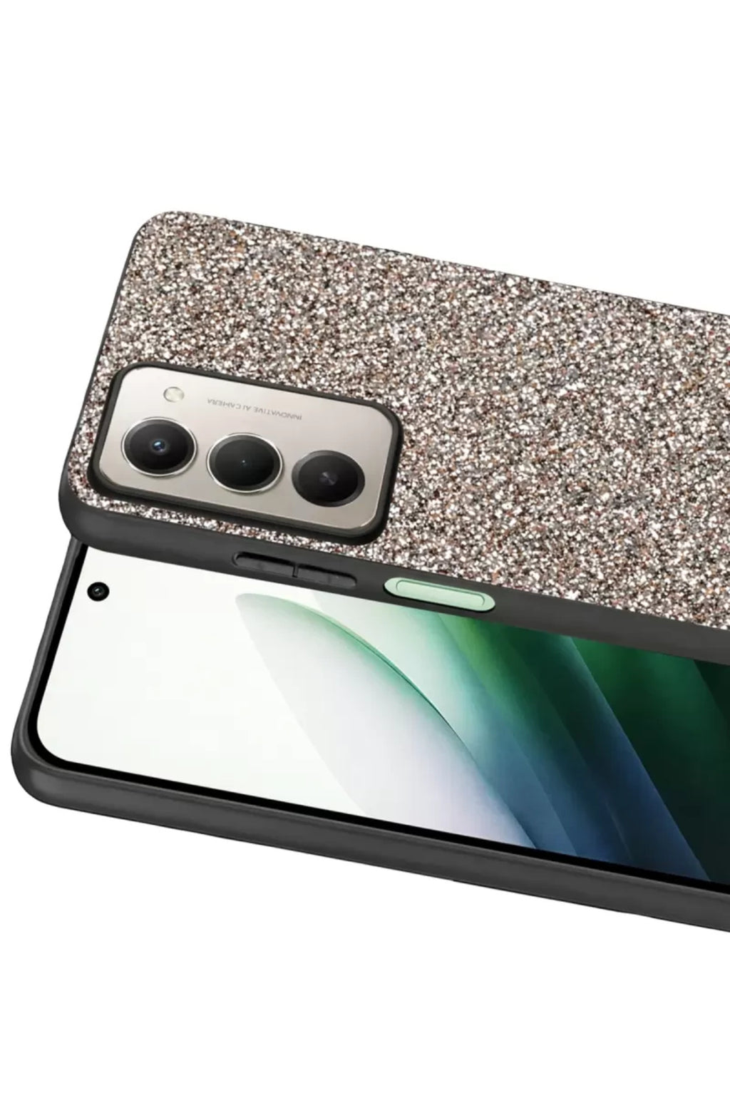 Onegif Xiaomi Redmi 15 4G Uyumlu Bright Simli Kapak - Gümüş