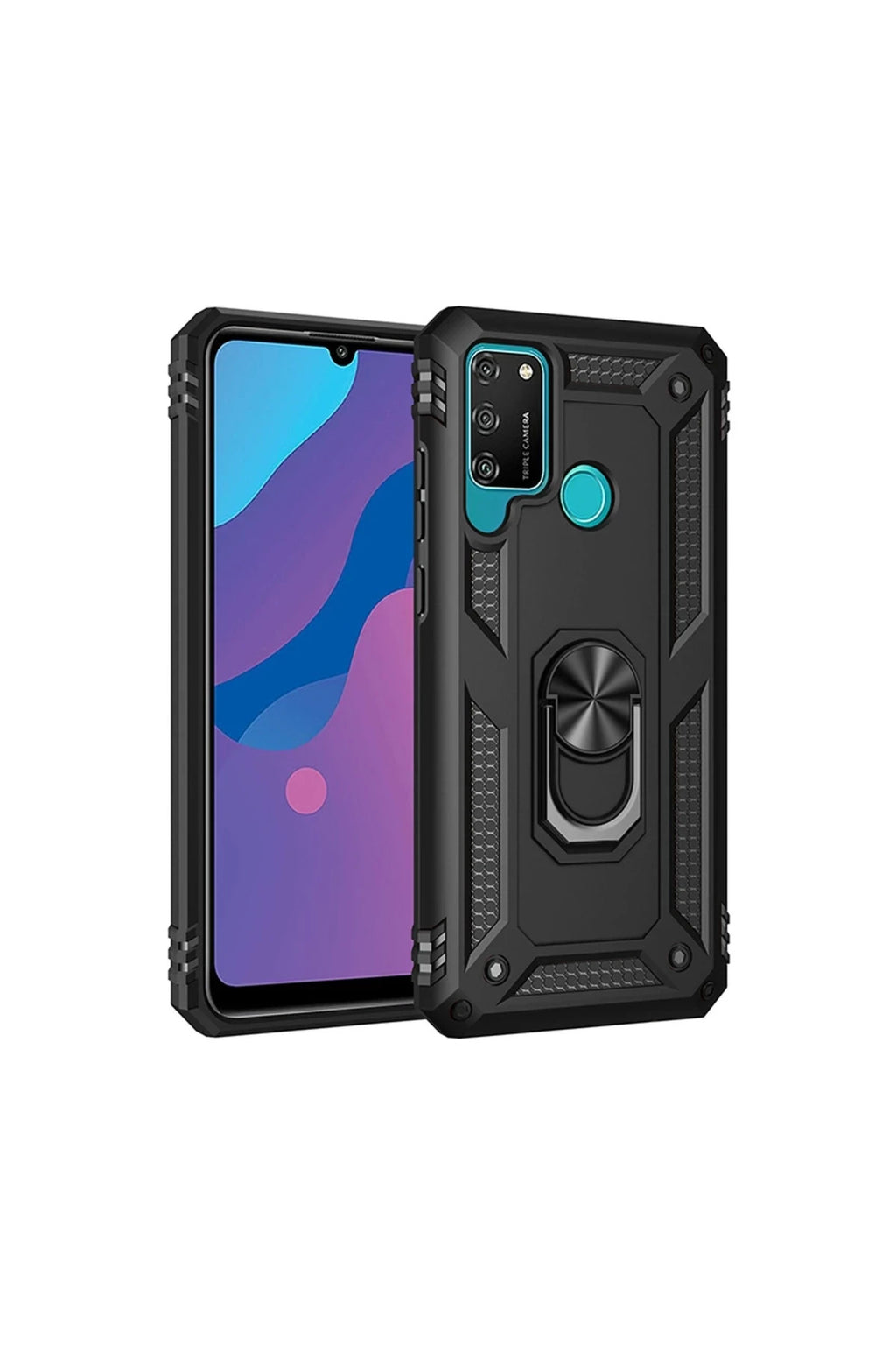 Huawei Y6P Uyumlu Kılıf Sofya Yüzüklü Silikon Kapak - Siyah