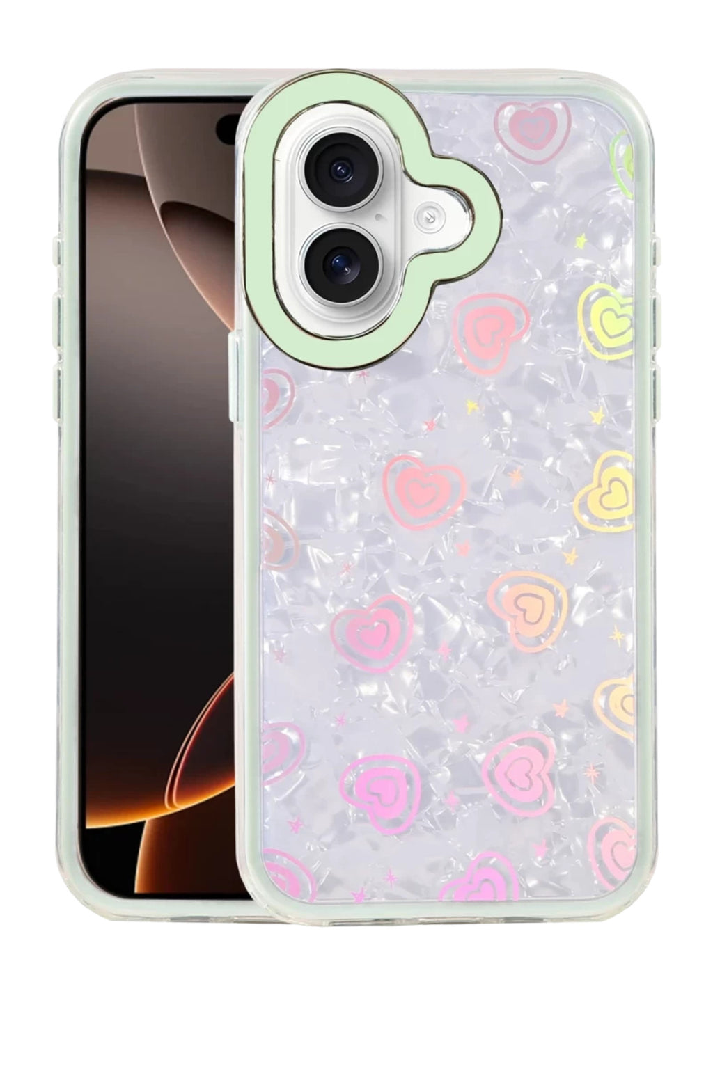 Apple iPhone 16 Uyumlu Lumi Desenli Kapak - Yeşil
