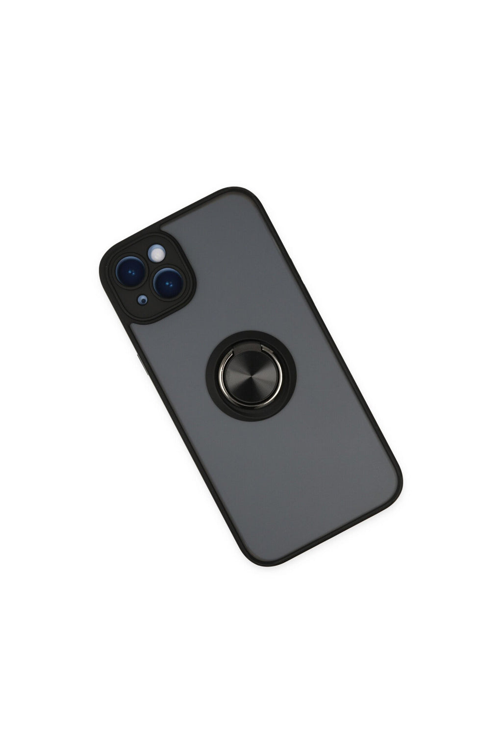 Apple iPhone 14 Uyumlu Kılıf Montreal Yüzüklü Silikon Kapak - Siyah