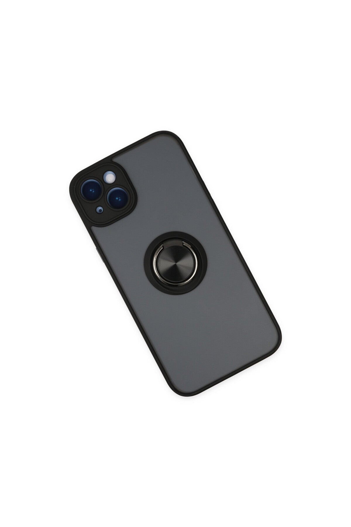 Apple iPhone 14 Uyumlu Kılıf Montreal Yüzüklü Silikon Kapak - Siyah