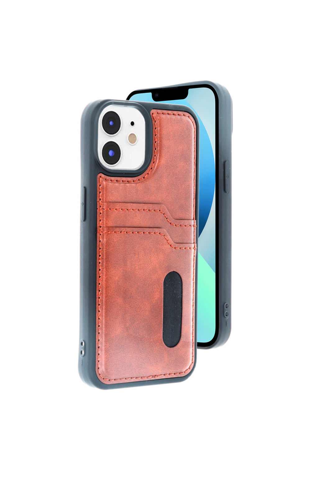 Apple iPhone 11 Uyumlu Kılıf Sara Kartvizitli Deri Kılıf - Taba