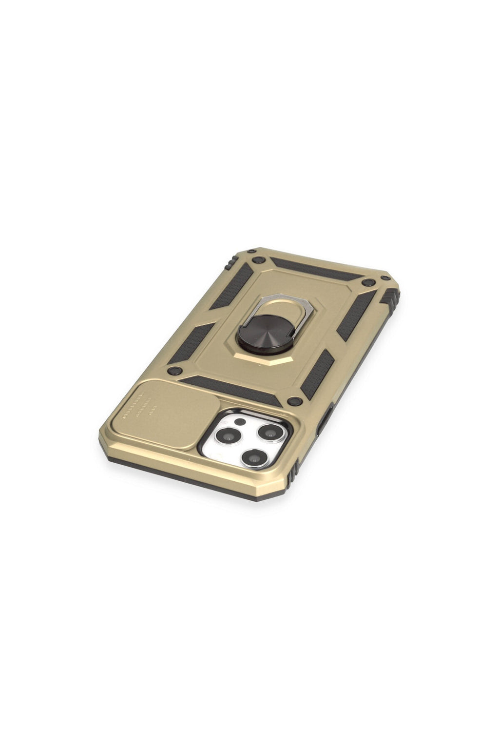 Apple iPhone 12 Pro Max Uyumlu Kılıf Pars Lens Yüzüklü Silikon - Gold