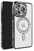 Apple iPhone 16 Pro Max Uyumlu Kılıf Joke Simli Magneticsafe Kılıf - Siyah