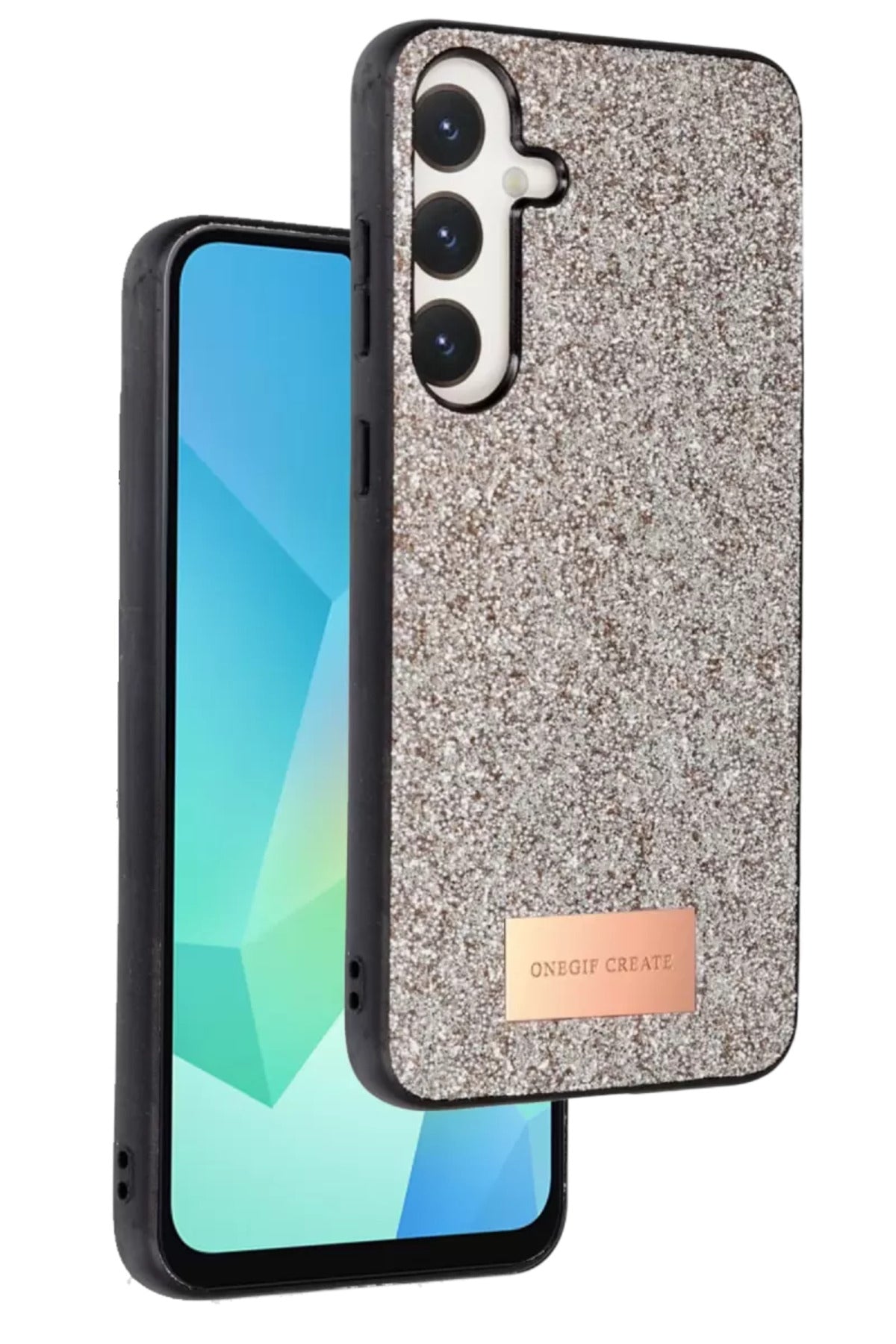 Onegif Samsung Galaxy A26 Uyumlu Bright Simli Kapak - Gold