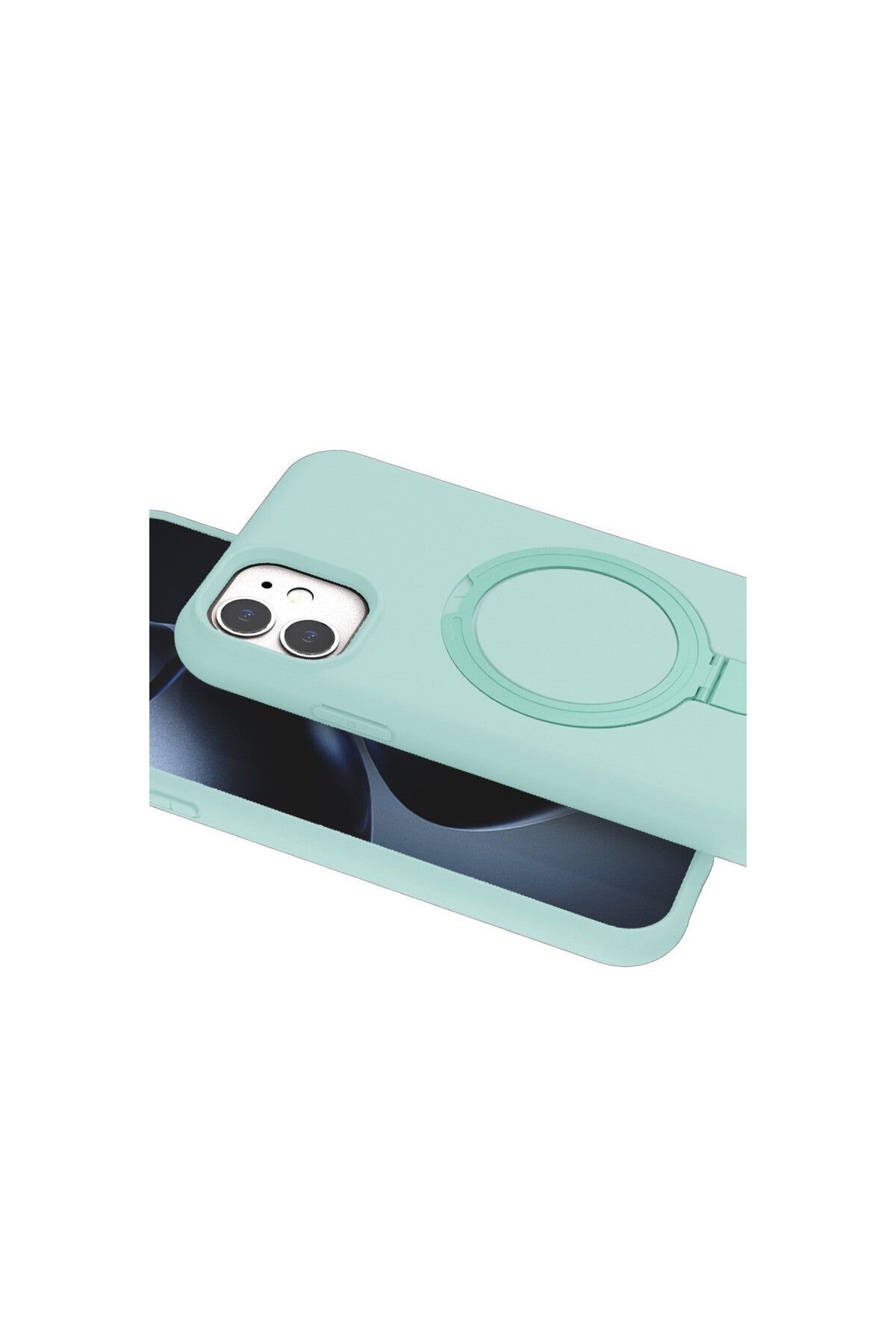 Apple iPhone 11 Uyumlu Regal Magsafe Standlı Kapak - Su Yeşili