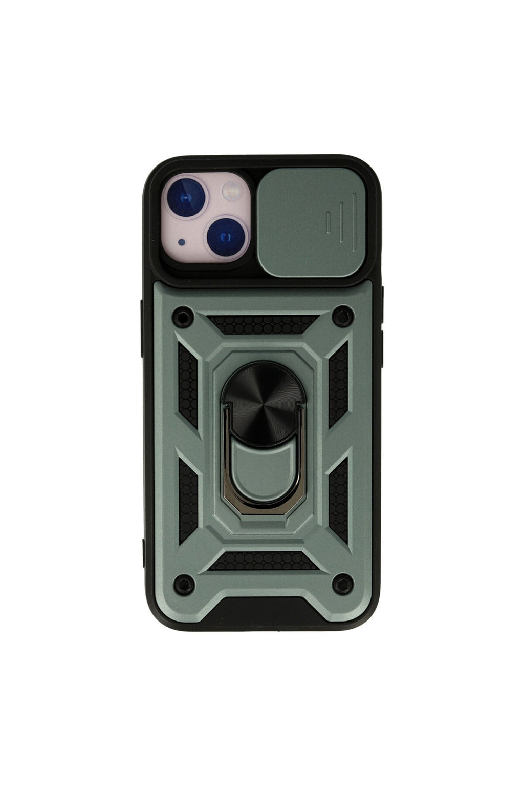 Apple iPhone 15 Uyumlu Kılıf Pars Lens Yüzüklü Silikon - Yeşil