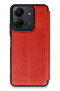 Xiaomi Redmi 13C Uyumlu Kılıf Flip Cover - Kırmızı