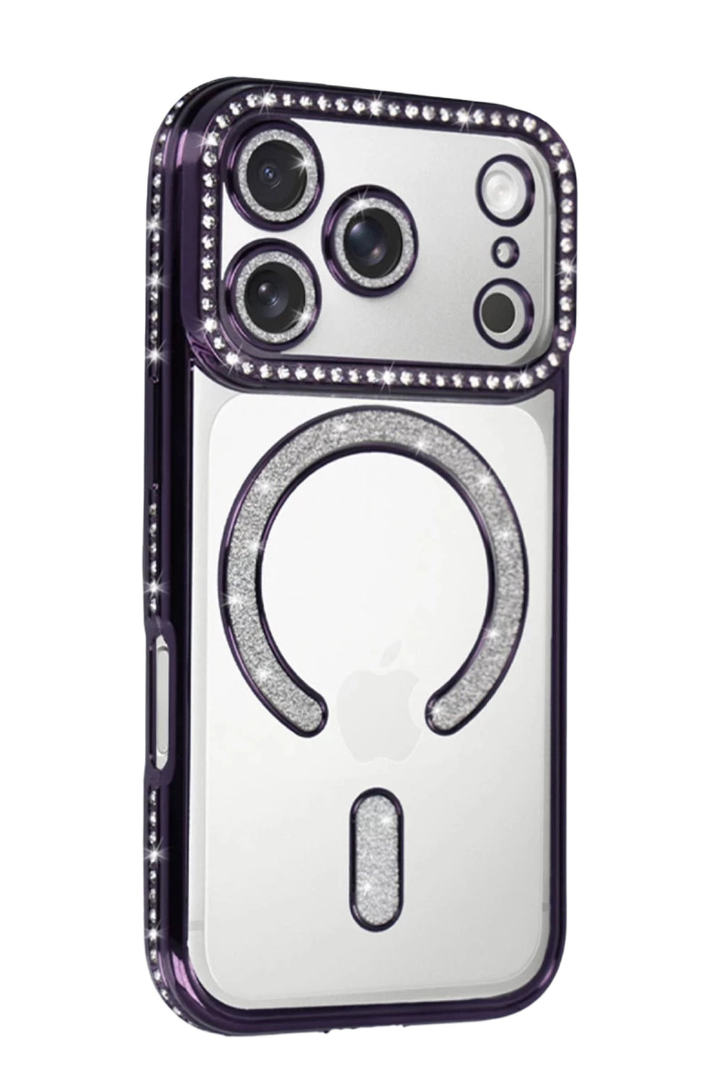 Apple iPhone 17 Pro Max Uyumlu Joke Simli Magneticsafe Kılıf - Derin Mor