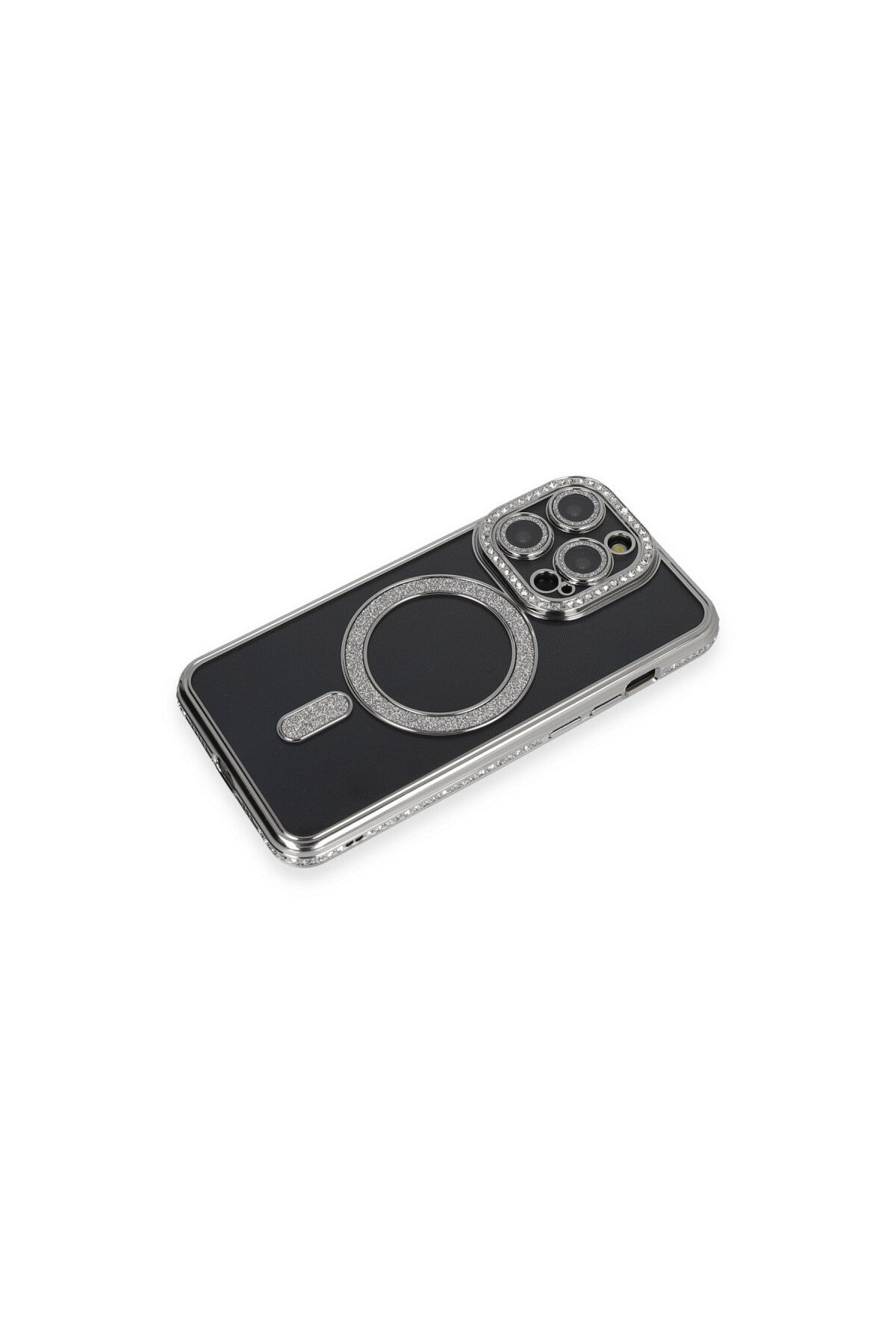 Apple iPhone 14 Pro Max Uyumlu Kılıf Joke Simli Magneticsafe Kılıf - Gri