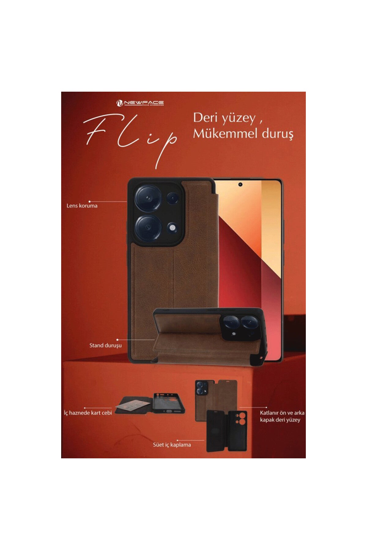 Samsung Galaxy A26 Uyumlu Kılıf Flip Cover - Kırmızı