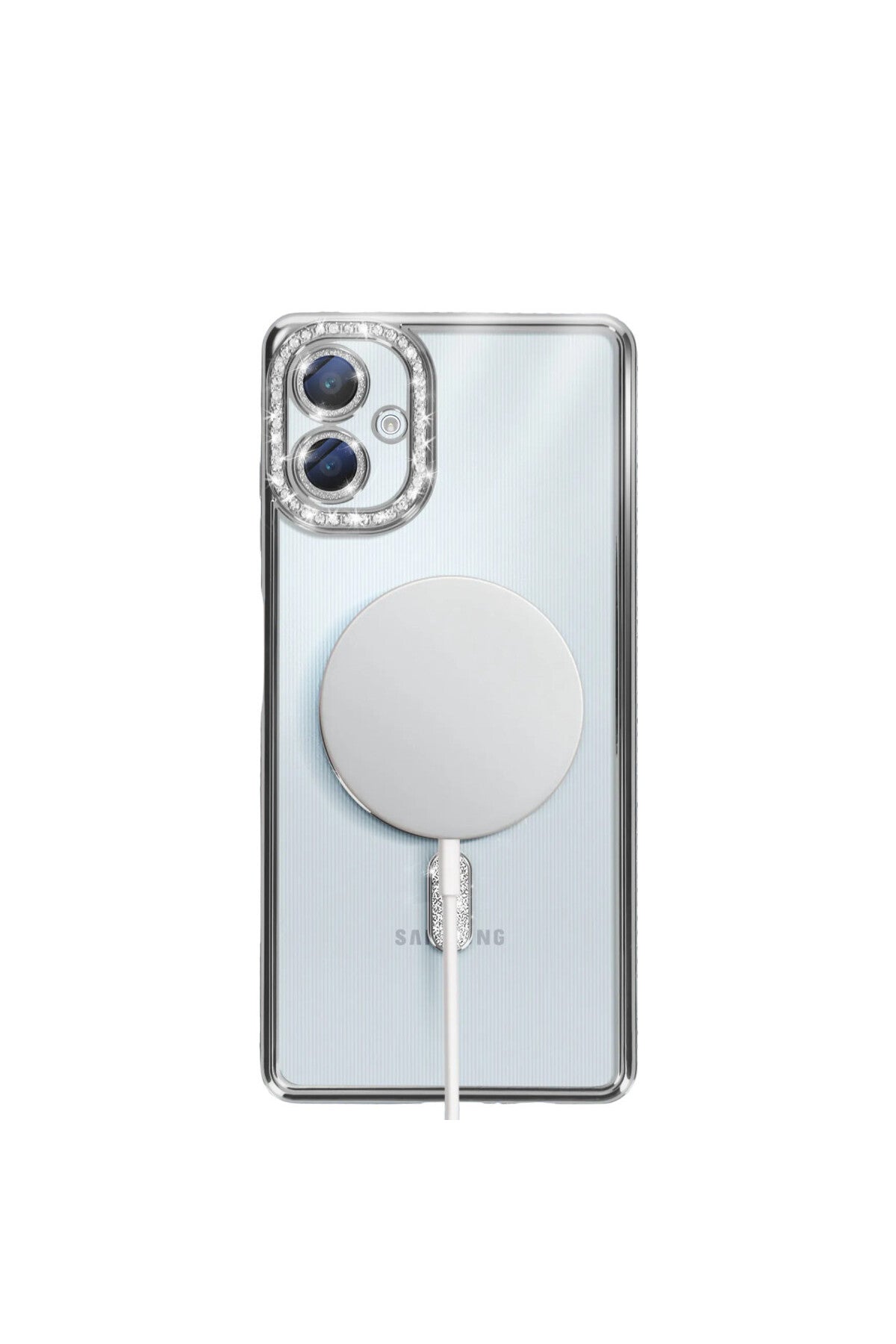 Samsung Galaxy A06 Uyumlu Joke Simli Magneticsafe Kılıf - Gümüş
