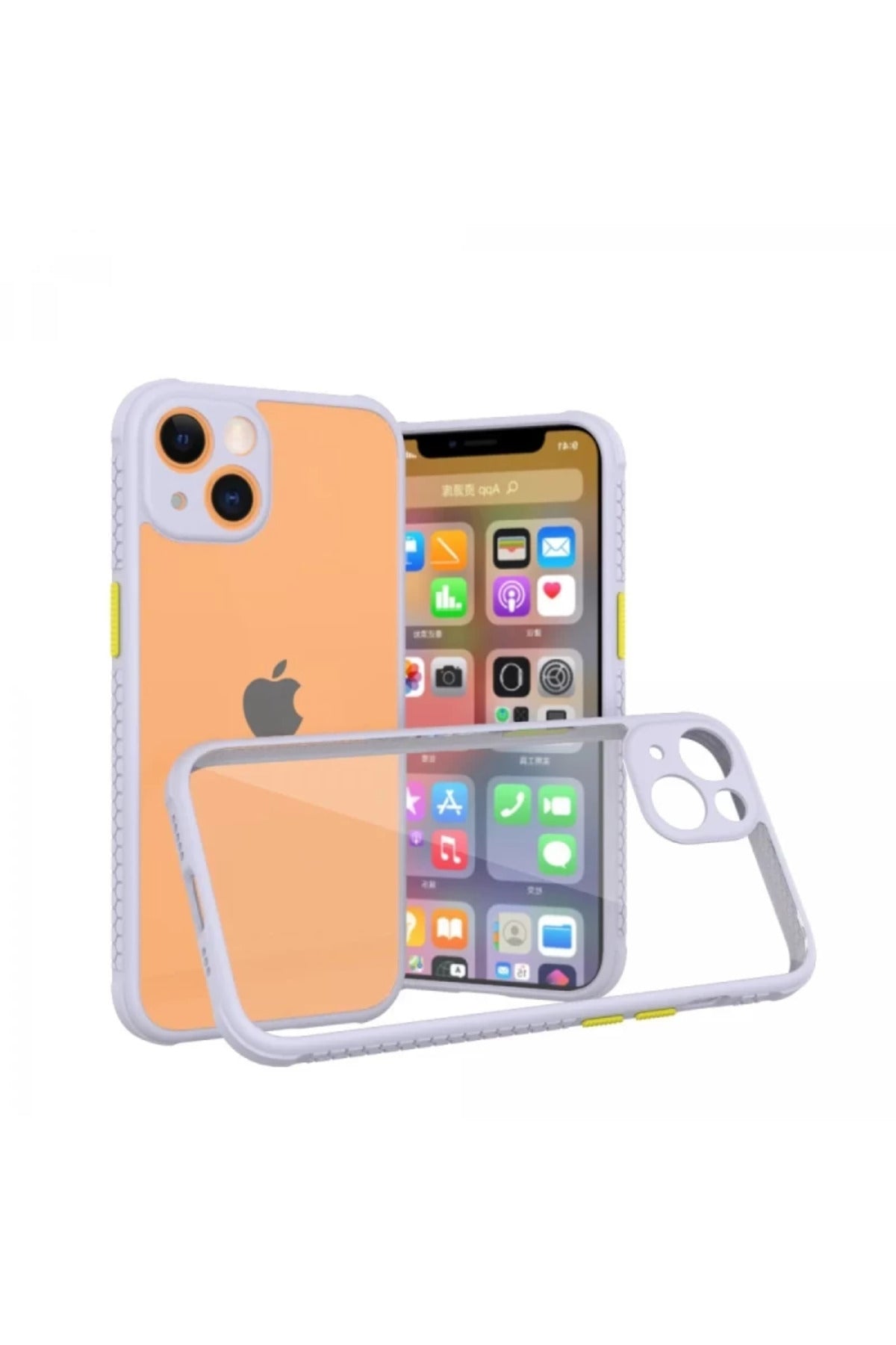 Apple iPhone 13 Mini Uyumlu Kılıf Miami Şeffaf Silikon - Lila