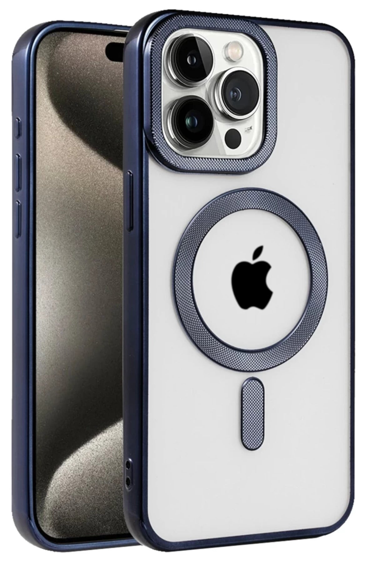Apple iPhone 15 Pro Uyumlu Kılıf Kronos Magsafe Kapak - Lacivert