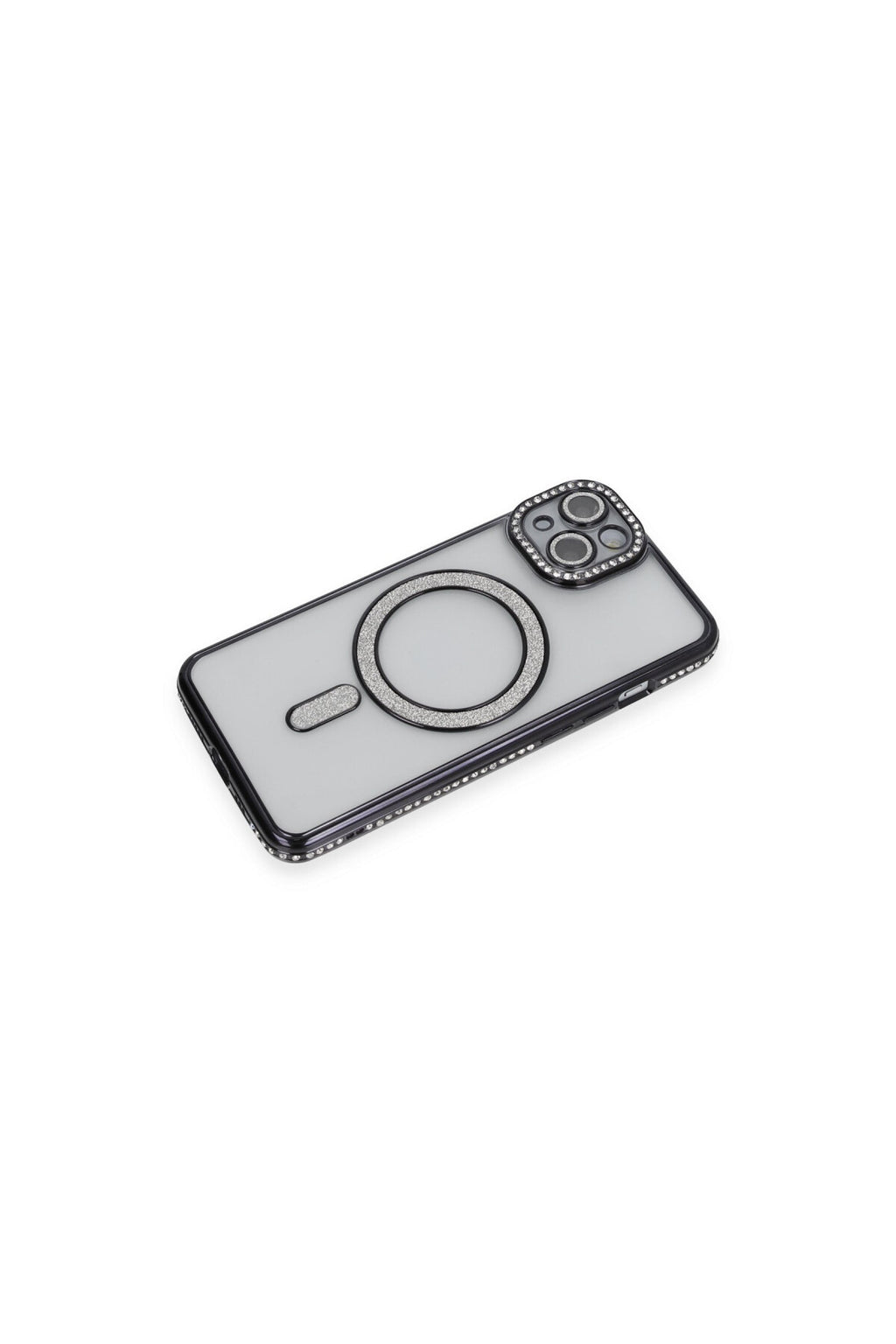 Apple iPhone 13 Uyumlu Kılıf Joke Simli Magneticsafe Kılıf - Siyah