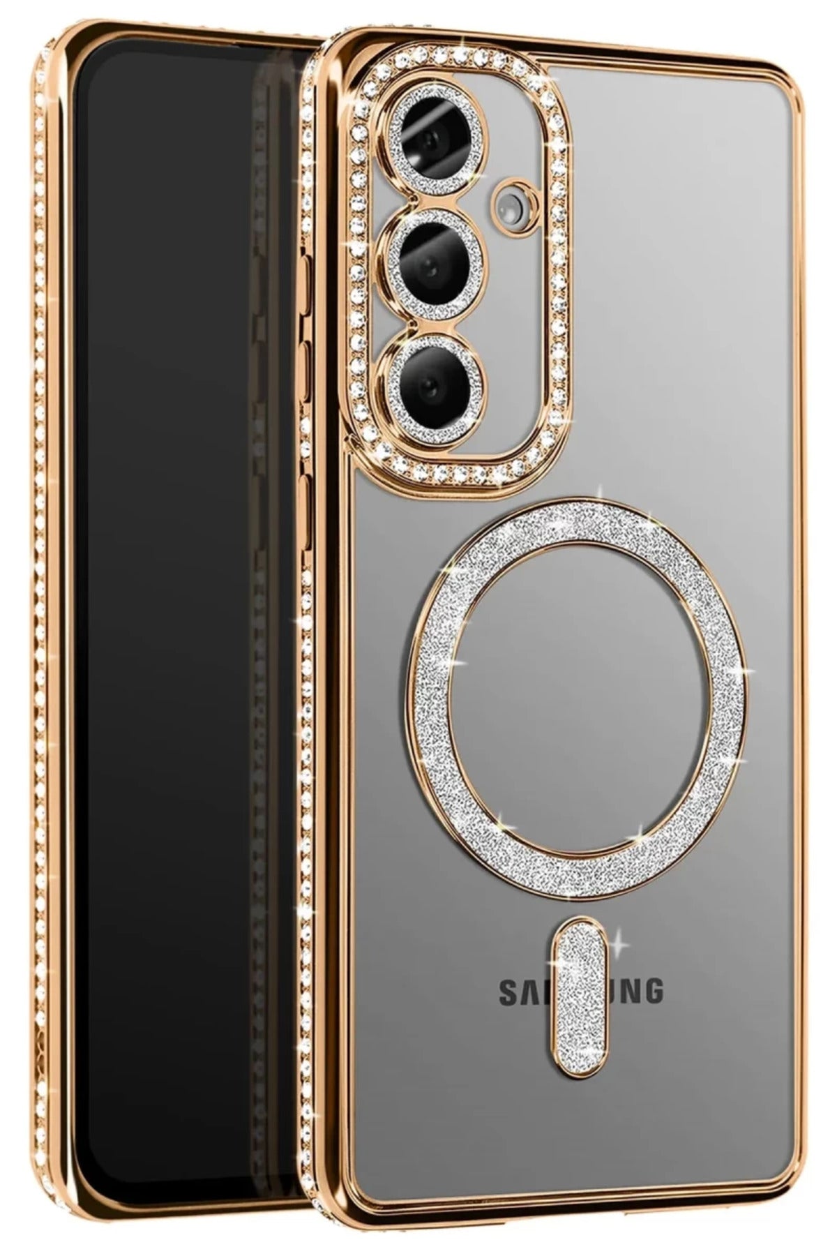 Samsung Galaxy S26 Plus Uyumlu Joke Simli Magneticsafe Kılıf - Gold