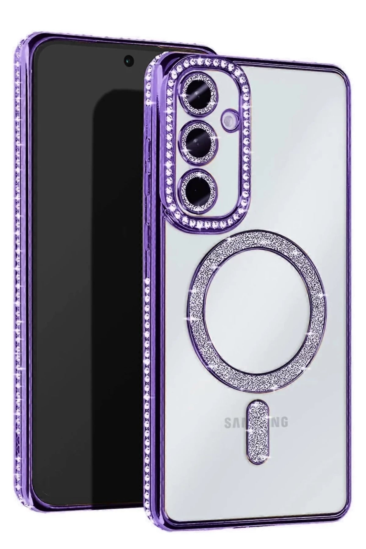 Samsung Galaxy A26 Uyumlu Joke Simli Magneticsafe Kılıf - Derin Mor