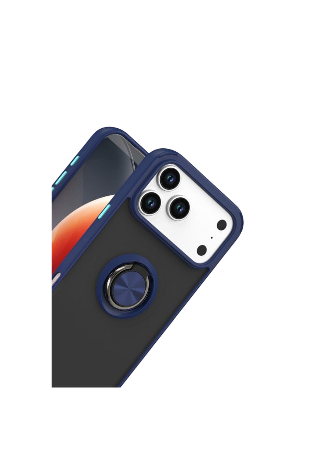 Apple iPhone 17 Pro Uyumlu Montreal Yüzüklü Silikon Kapak - Lacivert