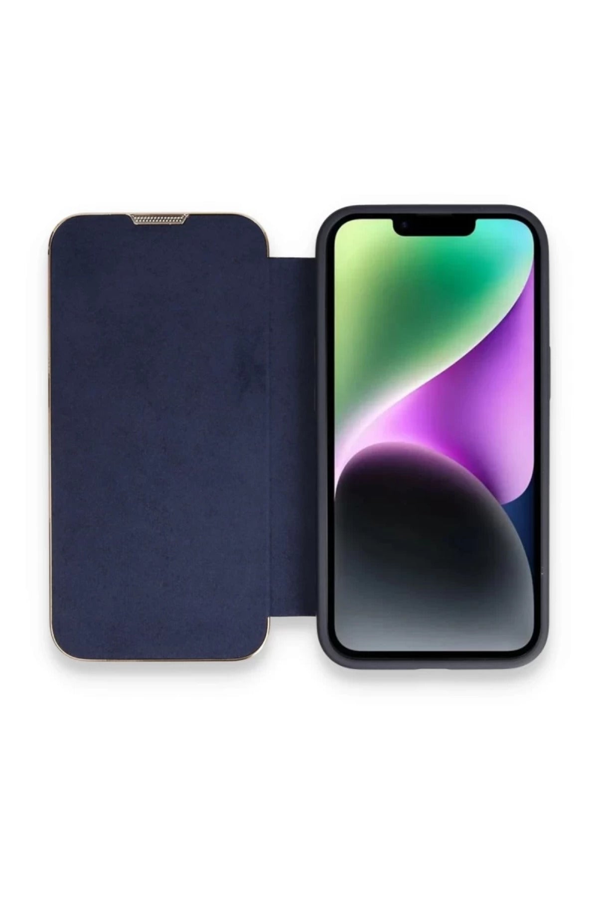 Apple iPhone 14 Pro Uyumlu Kılıf Dolpin Kapaklı - Lacivert