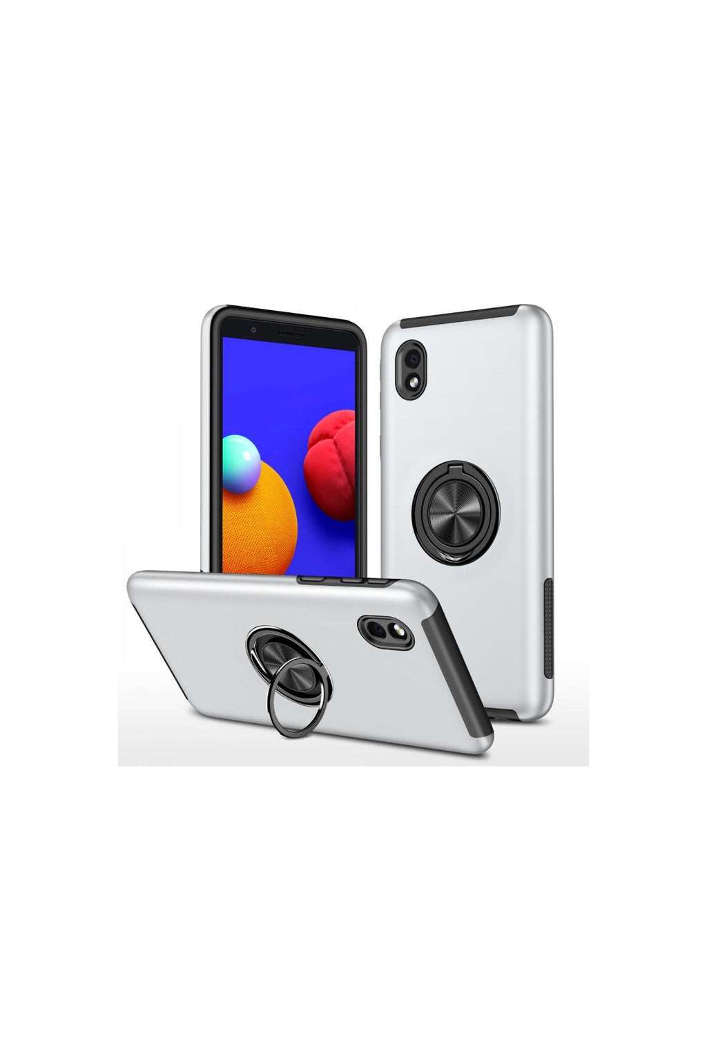 Samsung Galaxy A01 Core Uyumlu Kılıf Elit Yüzüklü Kapak - Gümüş