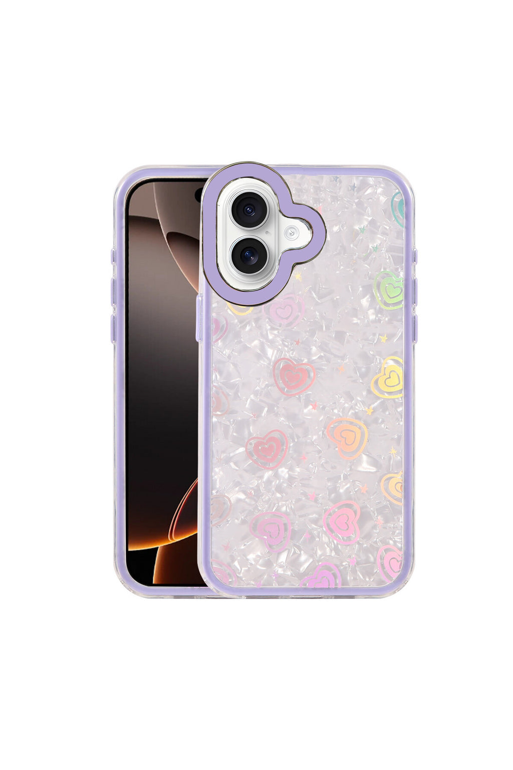 Apple iPhone 16 Uyumlu Lumi Desenli Kapak - Mor